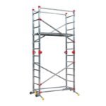 Echafaudage roulant pliable 4 en 1 multifonction 2,4m/4,4m en aluminium Hailo CombiLot 5