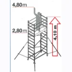 Échafaudage roulant aluminium SUPREMALU – Hauteur de travail 4,80 m